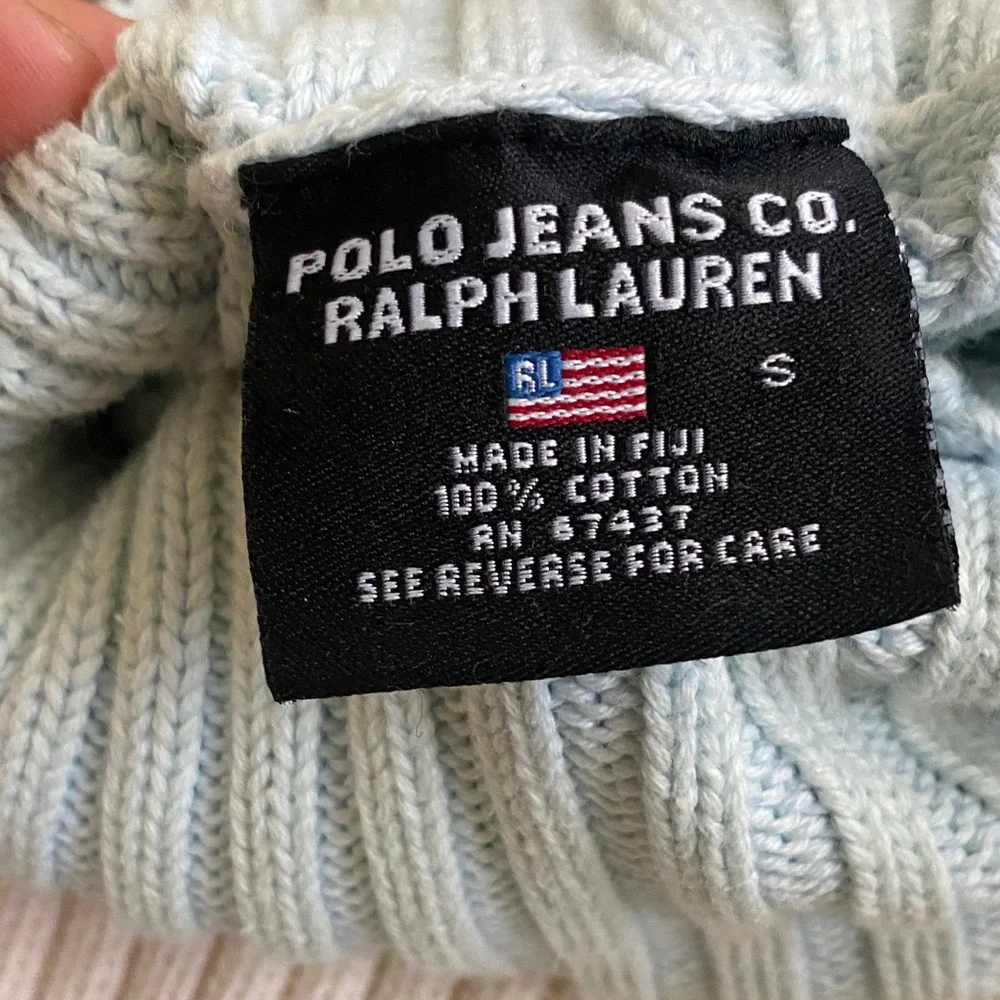 Vintage Polo Ralph Lauren Light Blue Ribbed Turtleneck Sweater - Picture 3 of 7